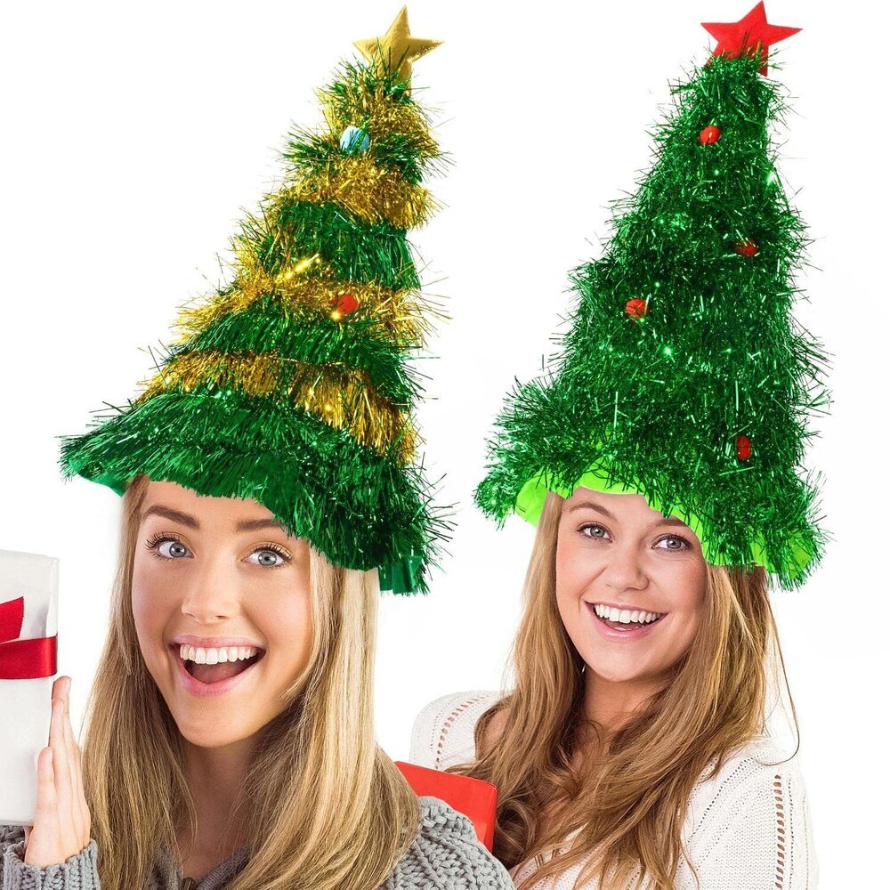 4226 2 Pcs Christmas Tree Felt Party Hat Costumes for Adults and Kids